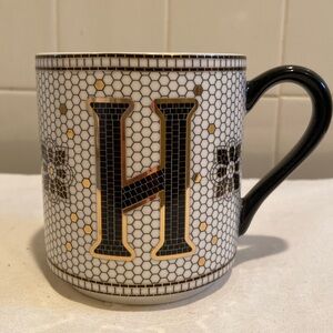 🩷Anthropologie Mosaic Tiled Margot Monogram Initial H Mug